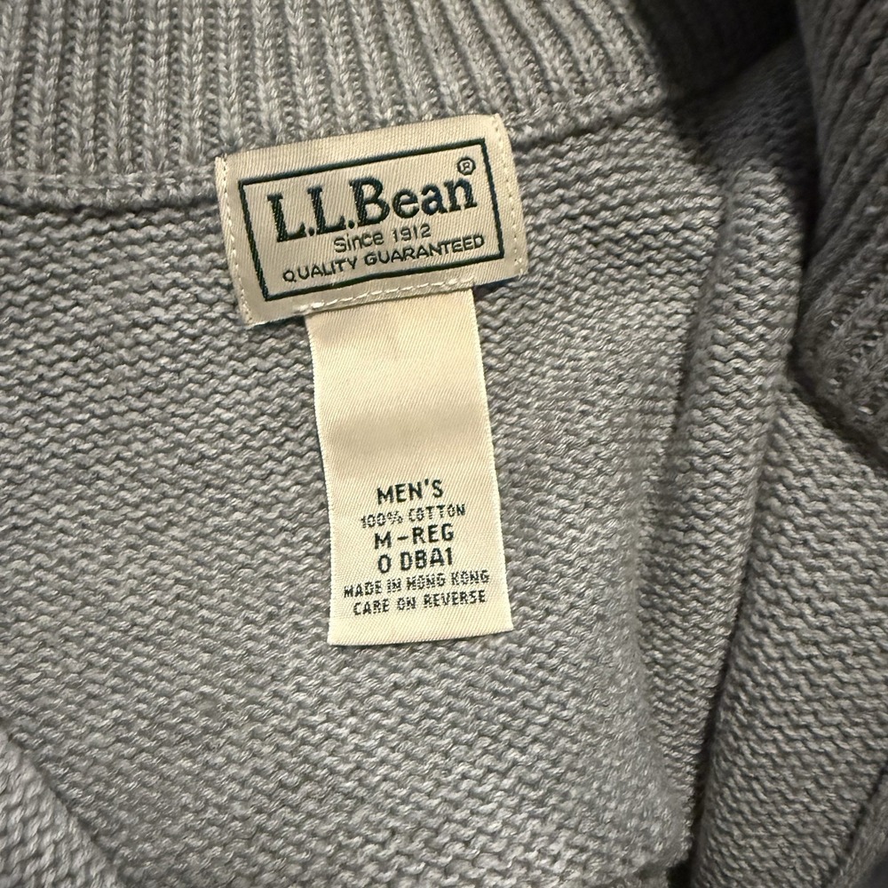 LL Bean Sweater 1/4 Zip Cotton Long Sleeve Pullover Mock Neck Men's Medium - Picture 3 of 6